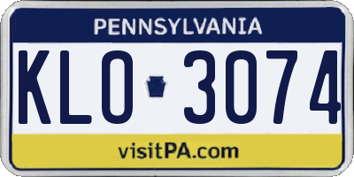 PA license plate KLO3074