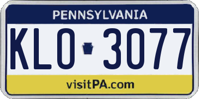 PA license plate KLO3077