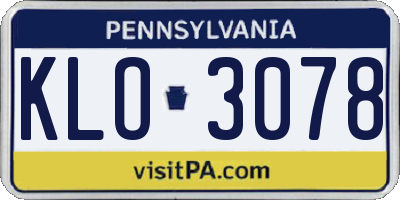 PA license plate KLO3078