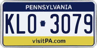 PA license plate KLO3079