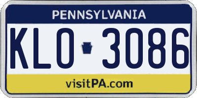 PA license plate KLO3086