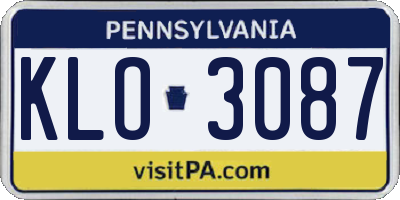 PA license plate KLO3087