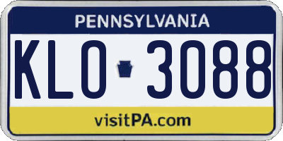 PA license plate KLO3088