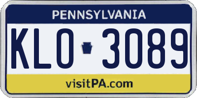 PA license plate KLO3089