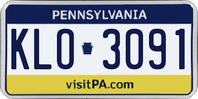 PA license plate KLO3091