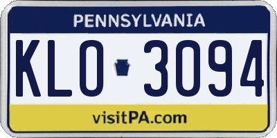 PA license plate KLO3094