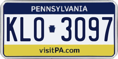 PA license plate KLO3097