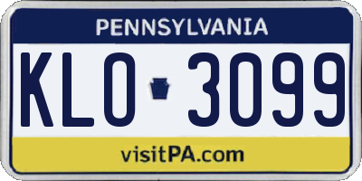 PA license plate KLO3099