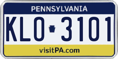 PA license plate KLO3101