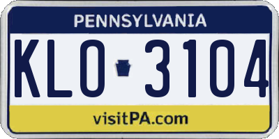 PA license plate KLO3104