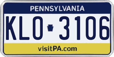 PA license plate KLO3106