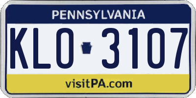 PA license plate KLO3107