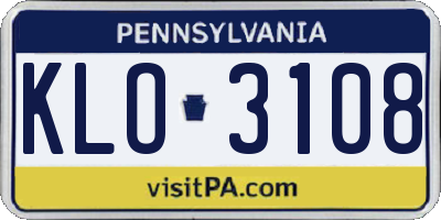 PA license plate KLO3108