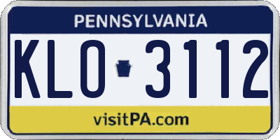 PA license plate KLO3112