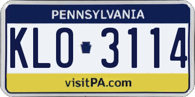 PA license plate KLO3114