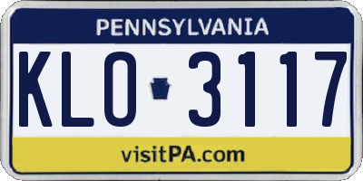 PA license plate KLO3117