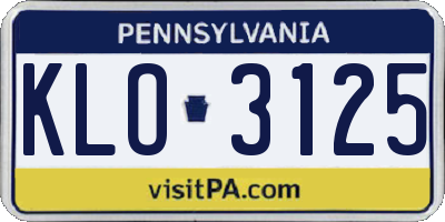 PA license plate KLO3125