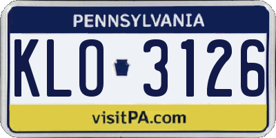 PA license plate KLO3126
