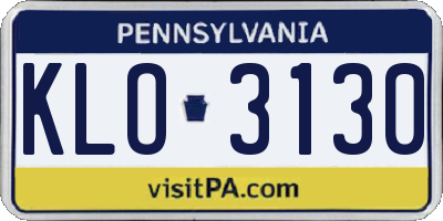 PA license plate KLO3130