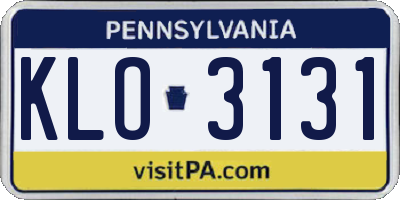 PA license plate KLO3131