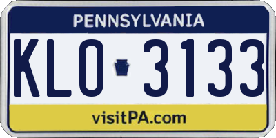 PA license plate KLO3133