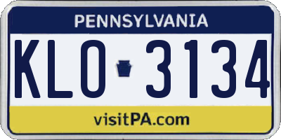 PA license plate KLO3134