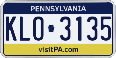 PA license plate KLO3135