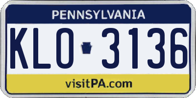PA license plate KLO3136