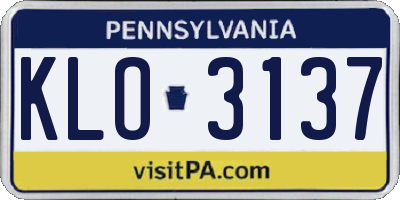 PA license plate KLO3137