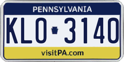PA license plate KLO3140