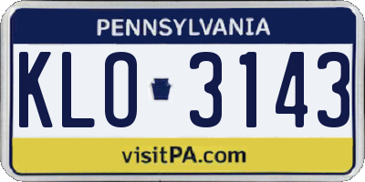 PA license plate KLO3143