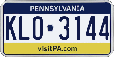 PA license plate KLO3144
