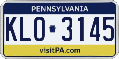 PA license plate KLO3145