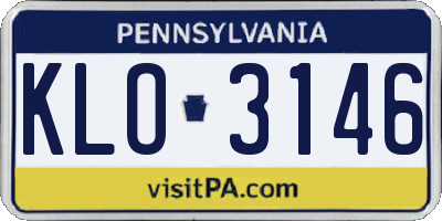 PA license plate KLO3146