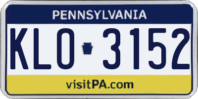 PA license plate KLO3152