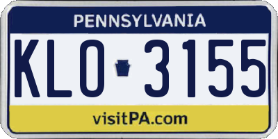 PA license plate KLO3155