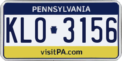 PA license plate KLO3156