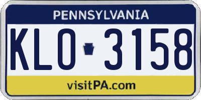 PA license plate KLO3158