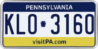 PA license plate KLO3160