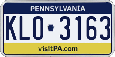 PA license plate KLO3163