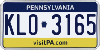 PA license plate KLO3165