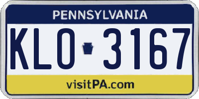 PA license plate KLO3167