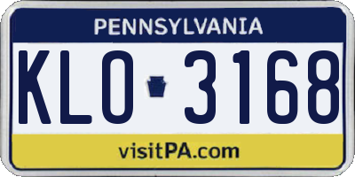 PA license plate KLO3168