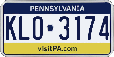 PA license plate KLO3174