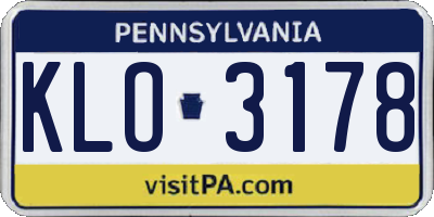 PA license plate KLO3178