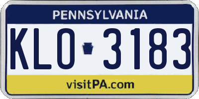 PA license plate KLO3183