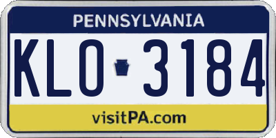 PA license plate KLO3184