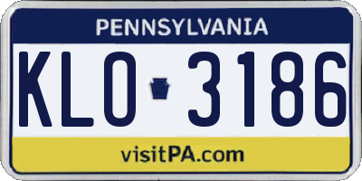 PA license plate KLO3186