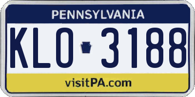 PA license plate KLO3188