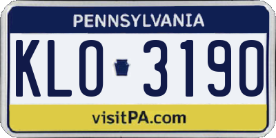 PA license plate KLO3190